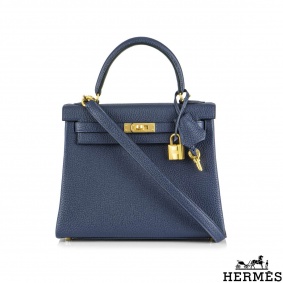 Herms Kelly II Retourne 25cm Blue Nuit Togo GHW Handbag